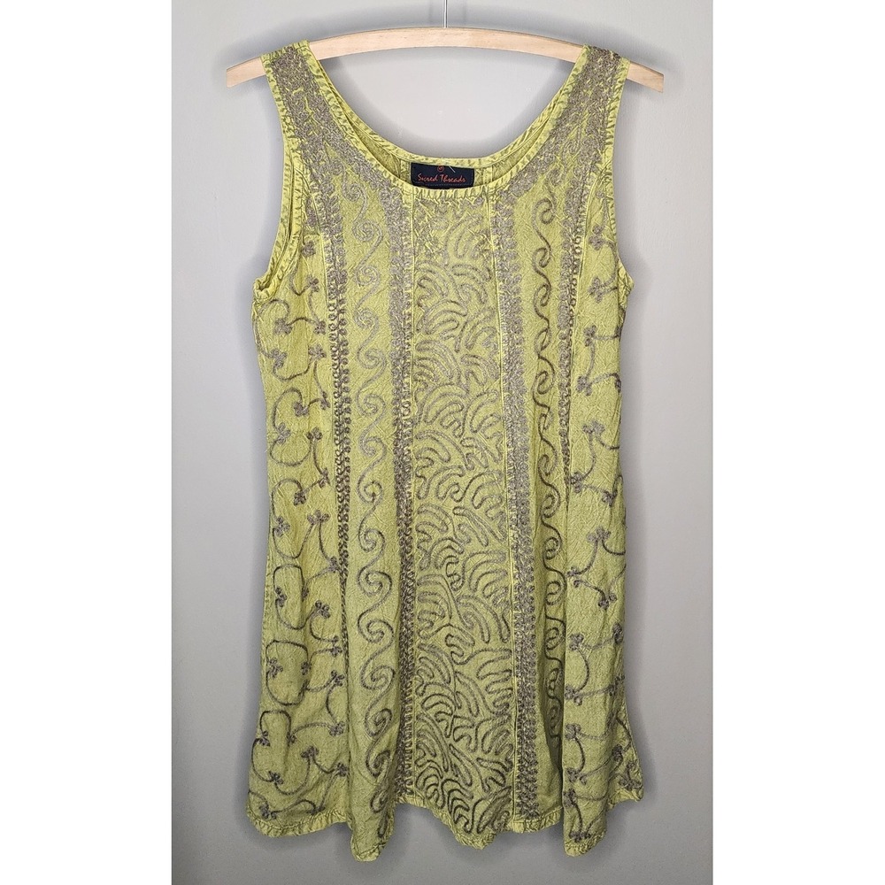 Sacred Threads Embroidered Sleeveless Tunic Top Womens One Size